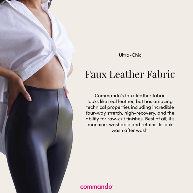 commando - Faux Leather Cropped Flare Leggings | High-Rise, Raw-Cut Hem | Sculpting Yet Flexible & Soft | Machine Washable | Black, M - Image 5